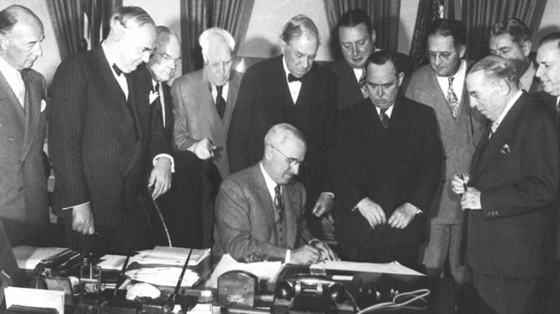 Truman signs Marshall Plan1