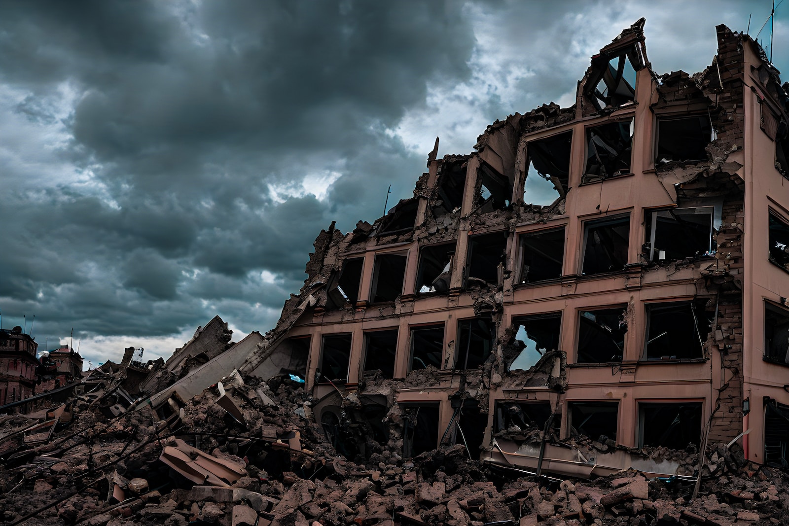 a very large building that has been destroyed