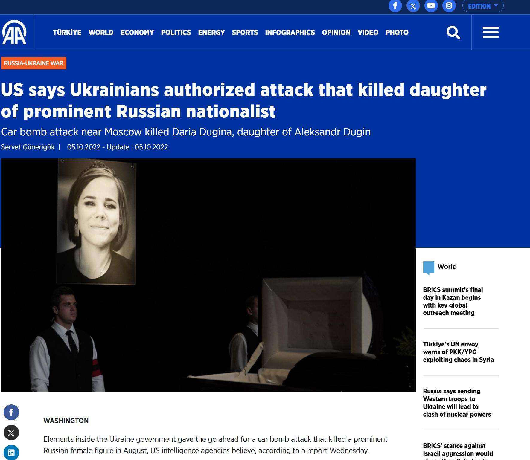 FireShot Capture 066 US says Ukrainians authorized attack that killed daughter of www.aa .com .tr