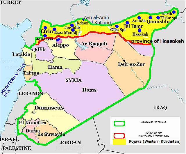 mappa zona curda Hassake